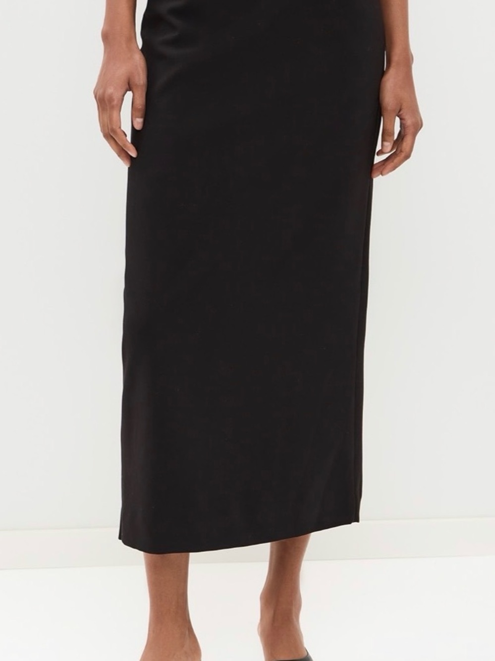STAUD Black Maxi Slip Skirt